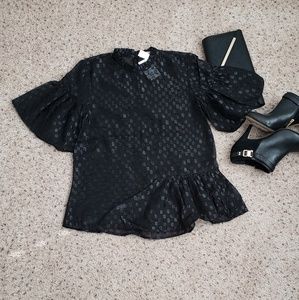 H&M Women's Black Flounce Top